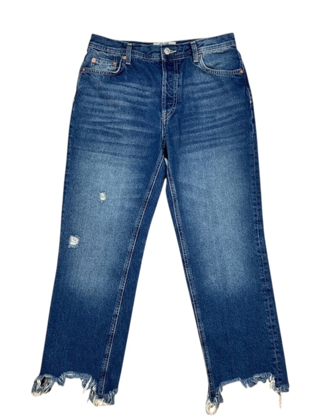 Free People We The Free Maggie Mid Rise Straight Leg Jeans 27 Distressed